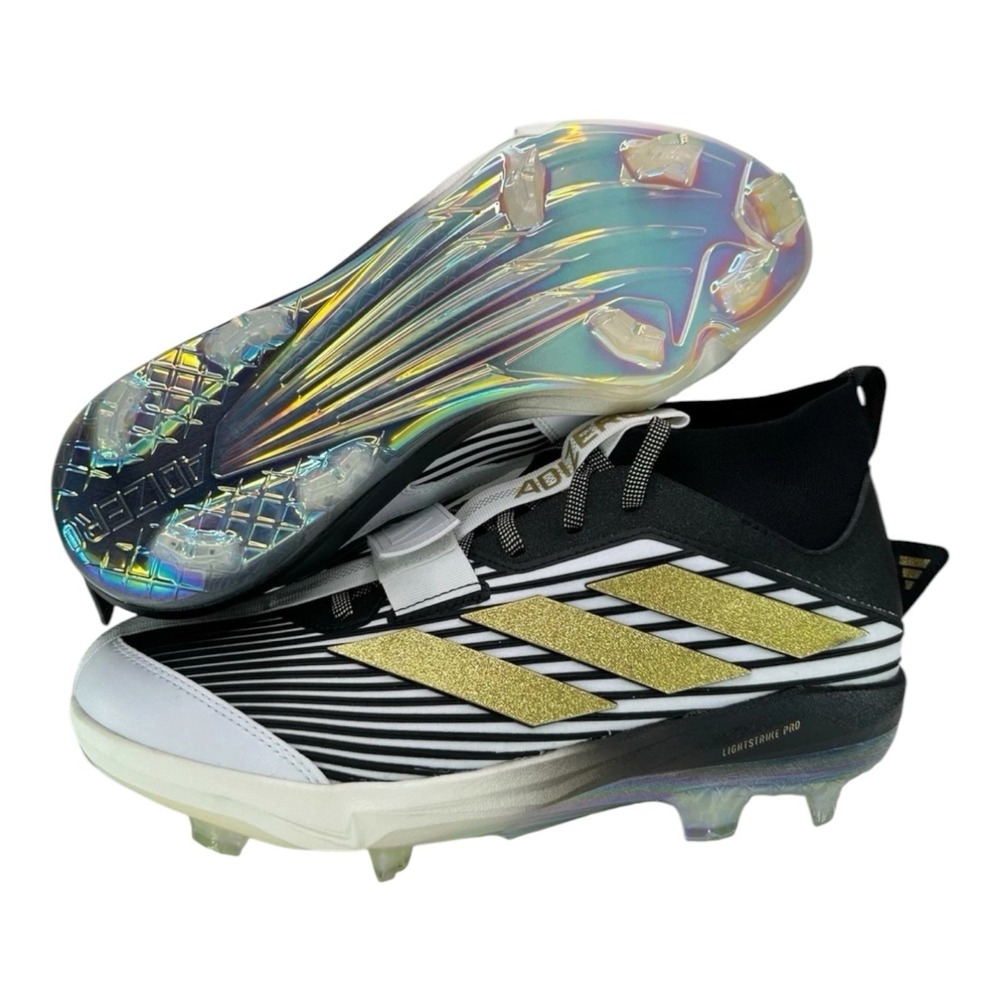NWT adidas Edge + TPU Men's Size 12 Baseball Cleats JQ7464 Black Gold White